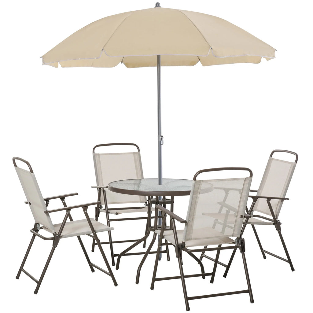 6 Piece Fabric Patio Dining Set with Umbrella K66479