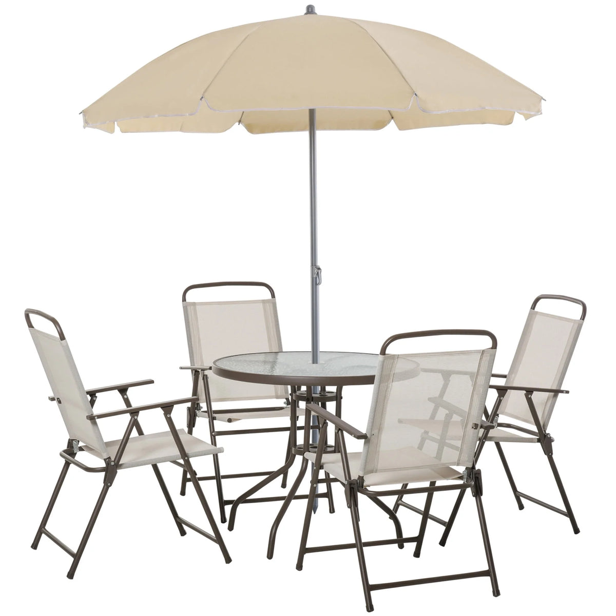 6 Piece Fabric Patio Dining Set with Umbrella K66479