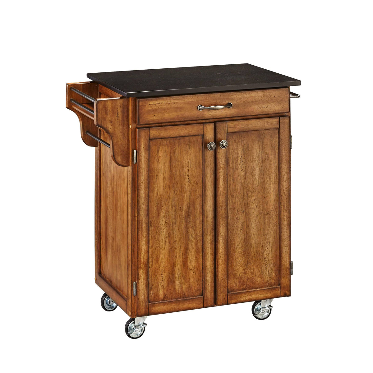 Warm Oak Kitchen Cart with Black Granite Top Z959345