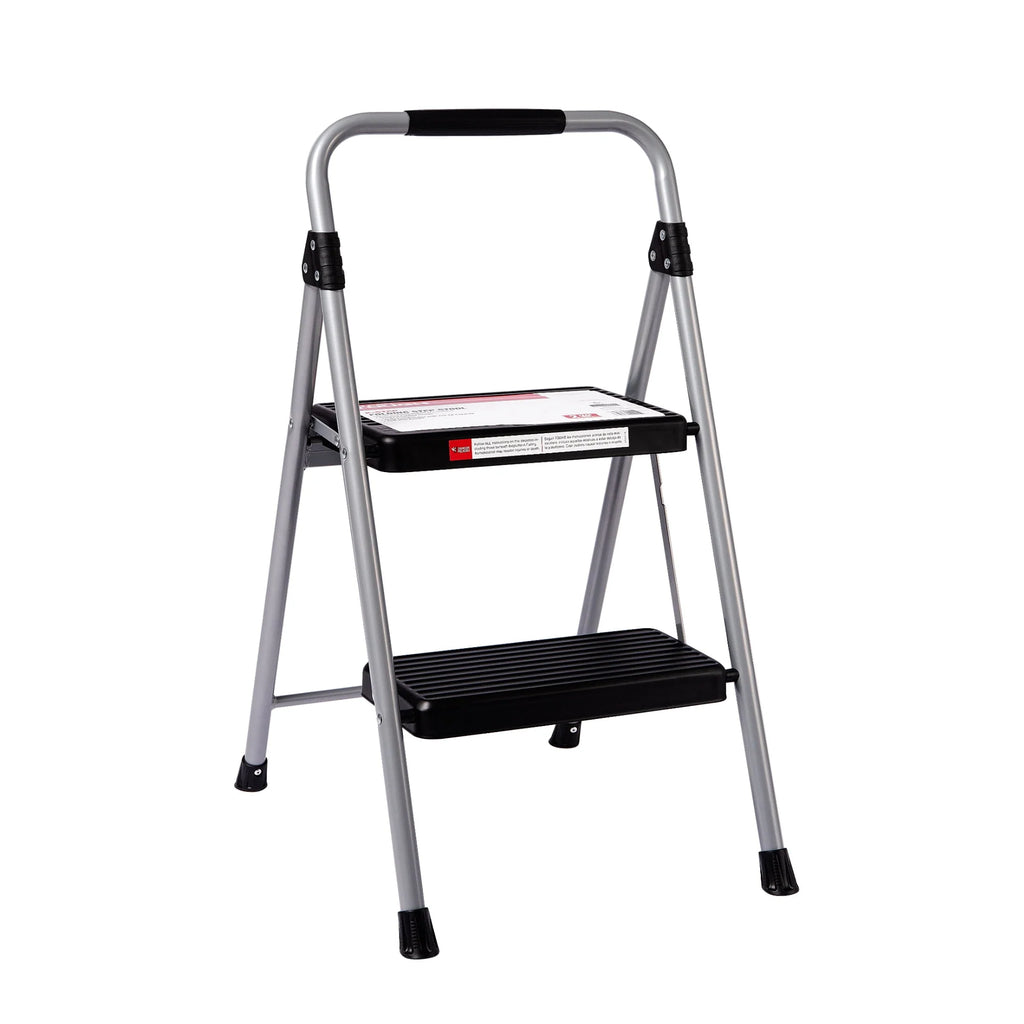 Gray & Black 2-Step Steel Foldable Step Stool I7779