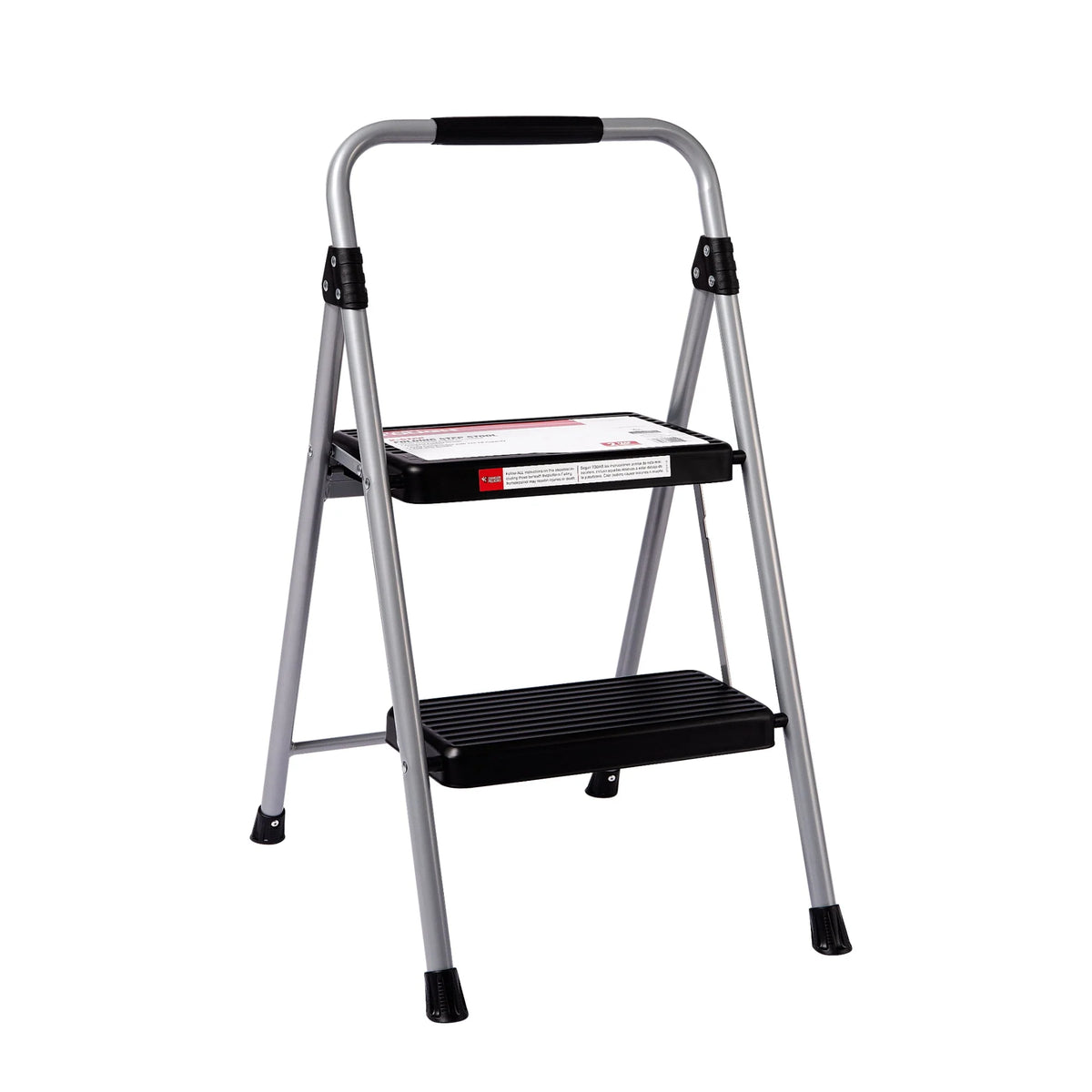 Gray & Black 2-Step Steel Foldable Step Stool I7779