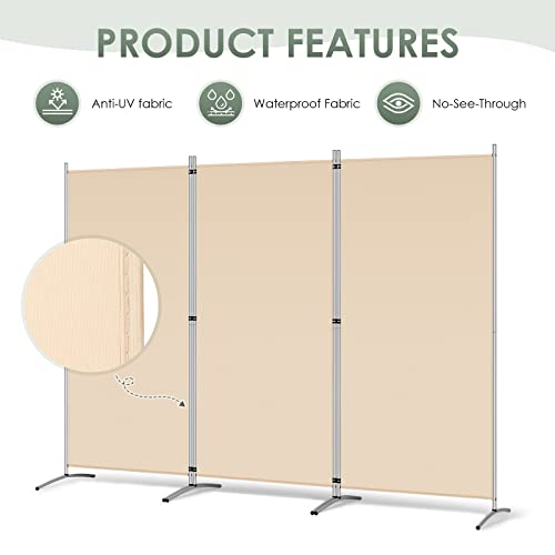 4 Panel 6 FT Folding Privacy Screen Room Divider, Black N2325