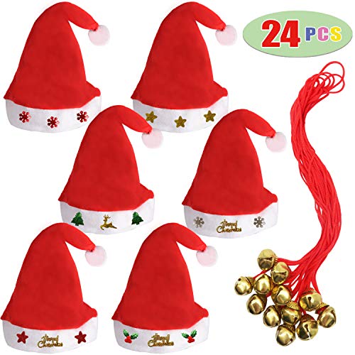 Christmas Santa Hats with Jingle Bell Necklaces D9095