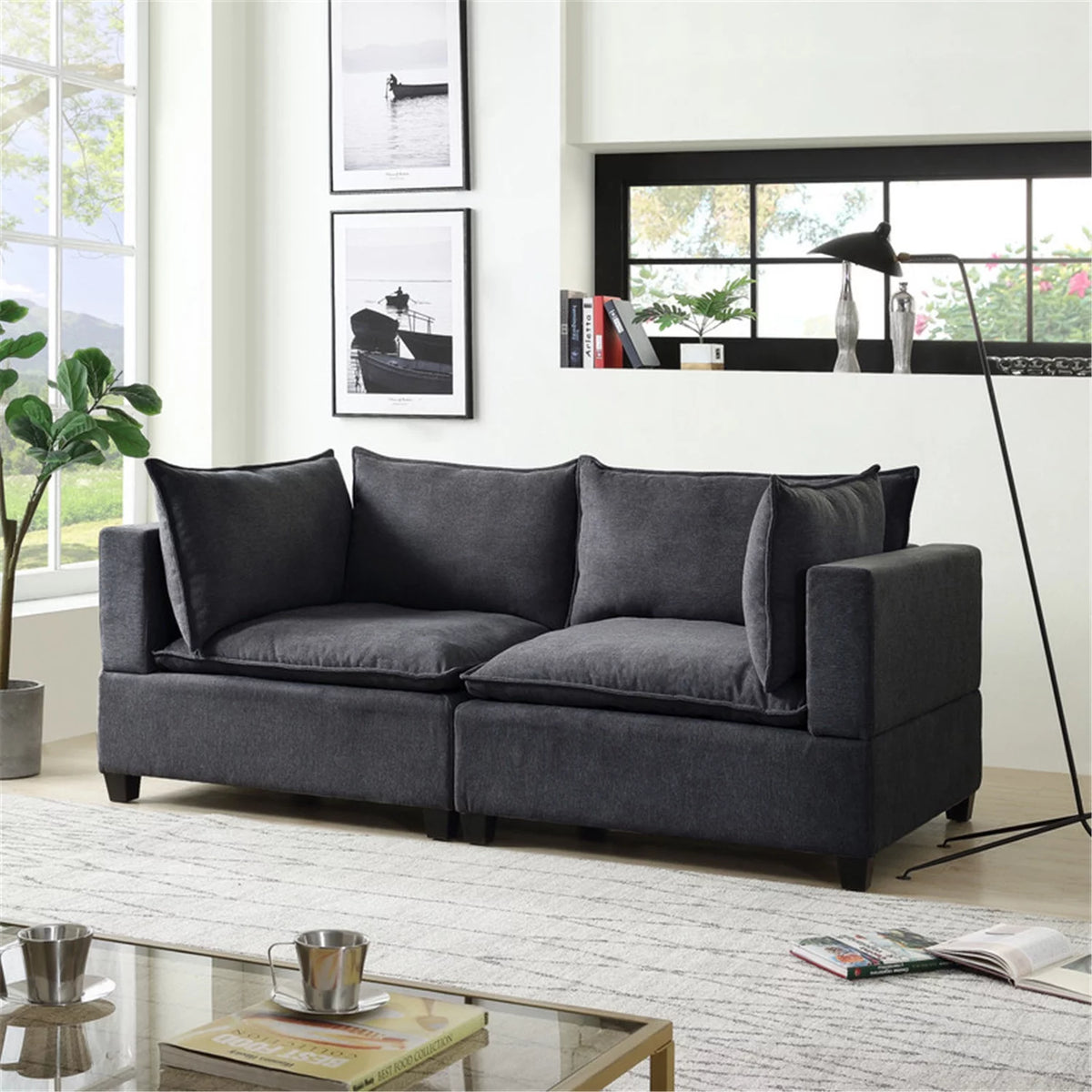 Dark Gray Fabric Loveseat K269457