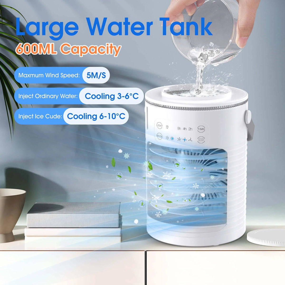 Portable Air Conditioner Fan, Evaporative Air Cooler, 1600ml Double Tank C26888