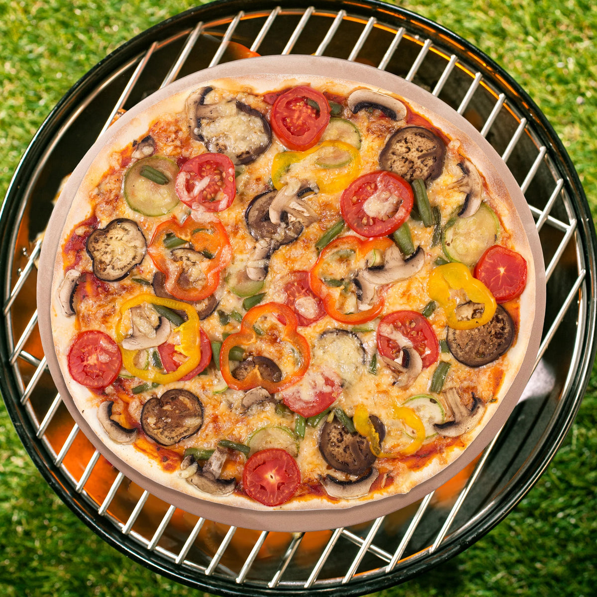 15-inch Pizza Stone with Pizza Cutter and Serving Rack O8708