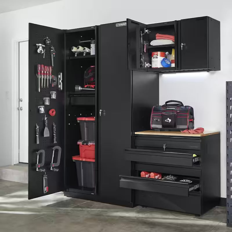 3-Piece Heavy Duty Welded Steel Garage Storage System in Black M996