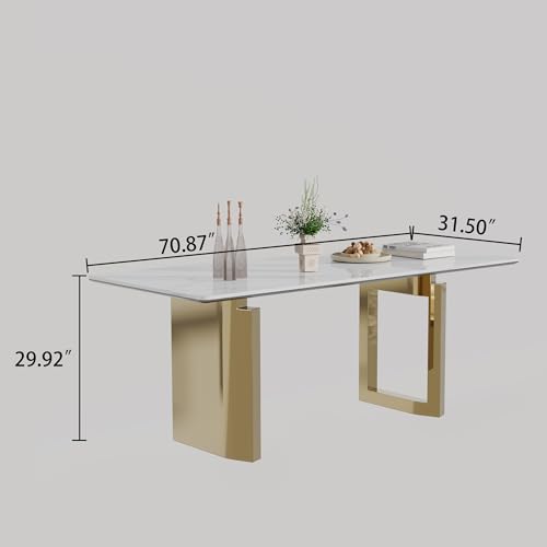 63 inch Clear Rectangular Glass Dining Table with Gold Metal Legs S7756