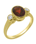 9k Yellow Gold Garnet Diamond Ring D489840