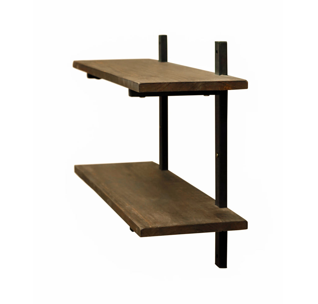 36"W Metal and Solid Wood Wall Shelf E109