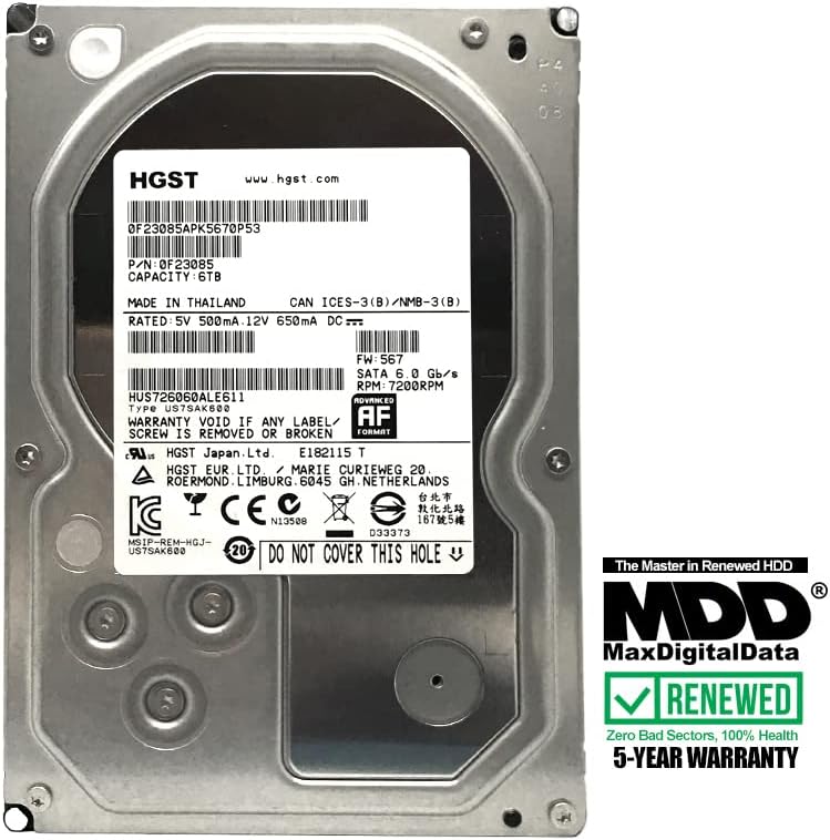 6TB 7200RPM 128MB Cache SATA 6Gb/s 3.5-inch Enterprise Hard Drive (Renewed) Pack of 2 A1374