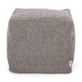 Brown and Ivory Fabric Cube Pouf F4434