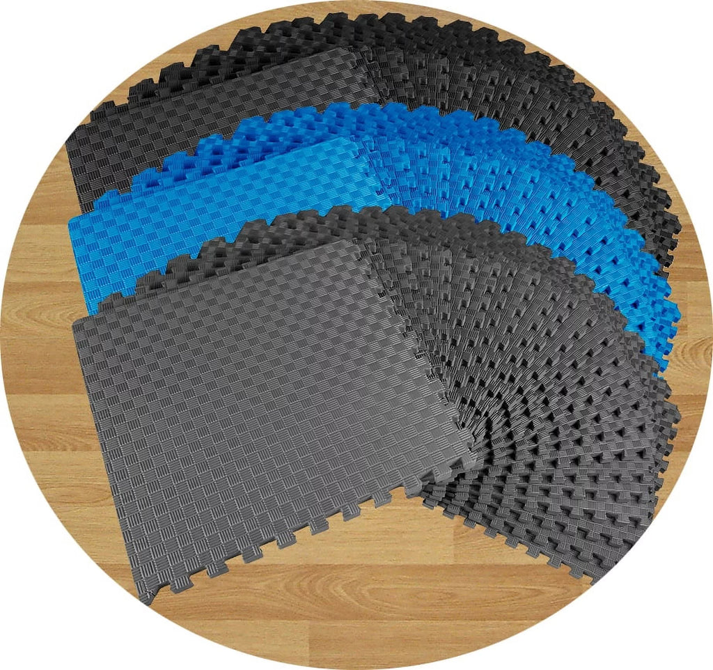 1 In. Thick EVA Foam Interlocking Exercise Mat, 18 Piece, Black K9331