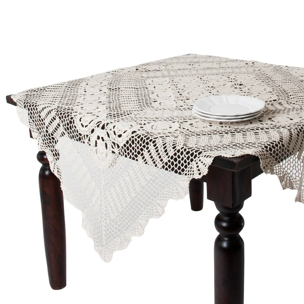 Handmade Crochet Lace Table Linens Grey E649441