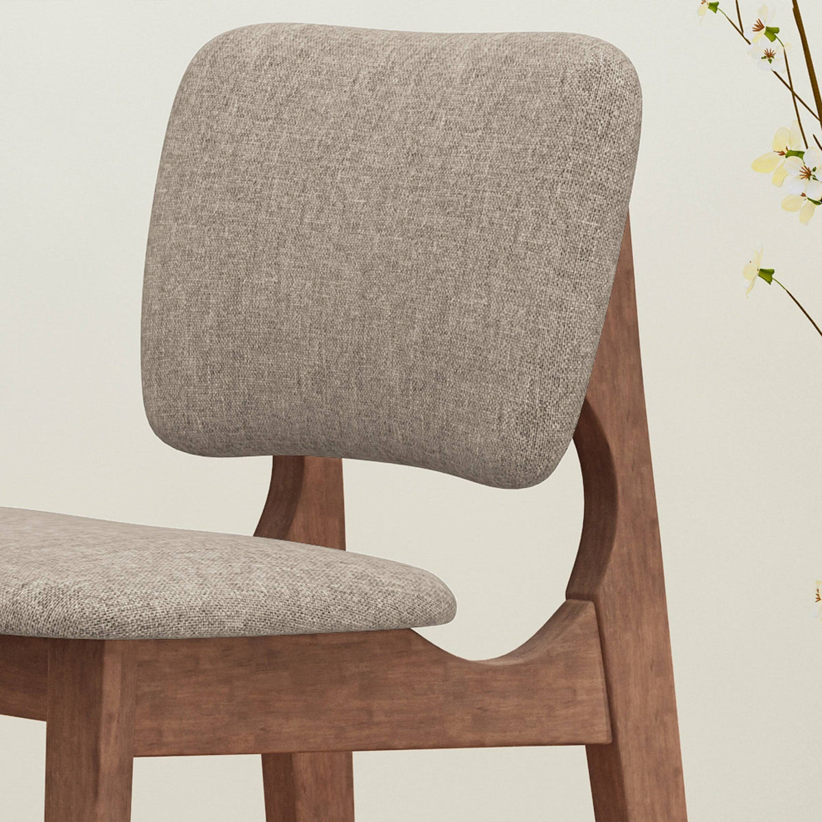 Wooden Bar Chair with Fabric Seats (Set of 2), Charcoal and Walnut Finish P918
