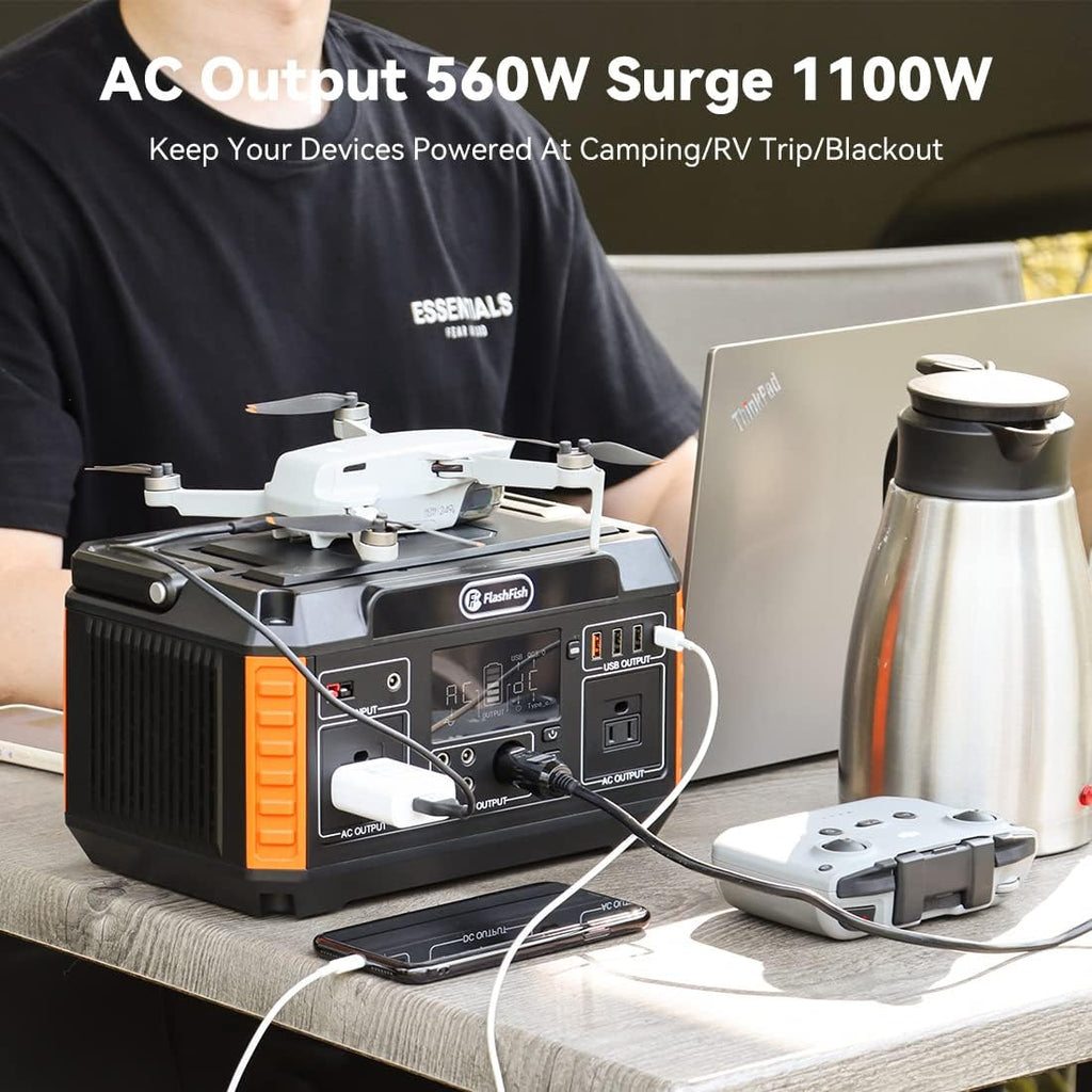 560W Portable Power Station, 520Wh/140400mAh, 2x110V/560W AC Outlets, 5xDC Output, 4xUSB Outputs, Lithium Battery Pack T34869