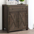 Storage Cabinet with Drawer & 2 Doors, Adjustable Shelves, 32 Inches, Rustic Oak G834664