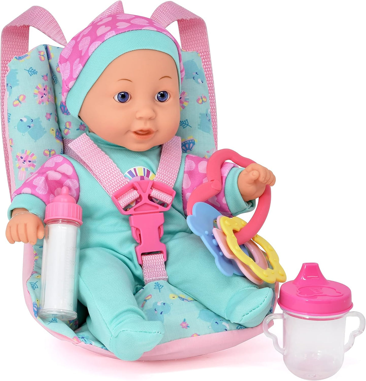 12 Inch Soft Body Black Baby Doll Travel Set with Booster Seat Carrier L54258