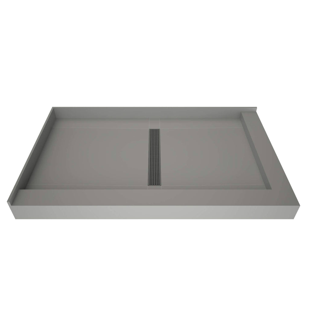 Black Double Threshold Shower Base with Center Trench Drain and Grate Q6799