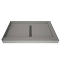 Black Double Threshold Shower Base with Center Trench Drain and Grate Q6799