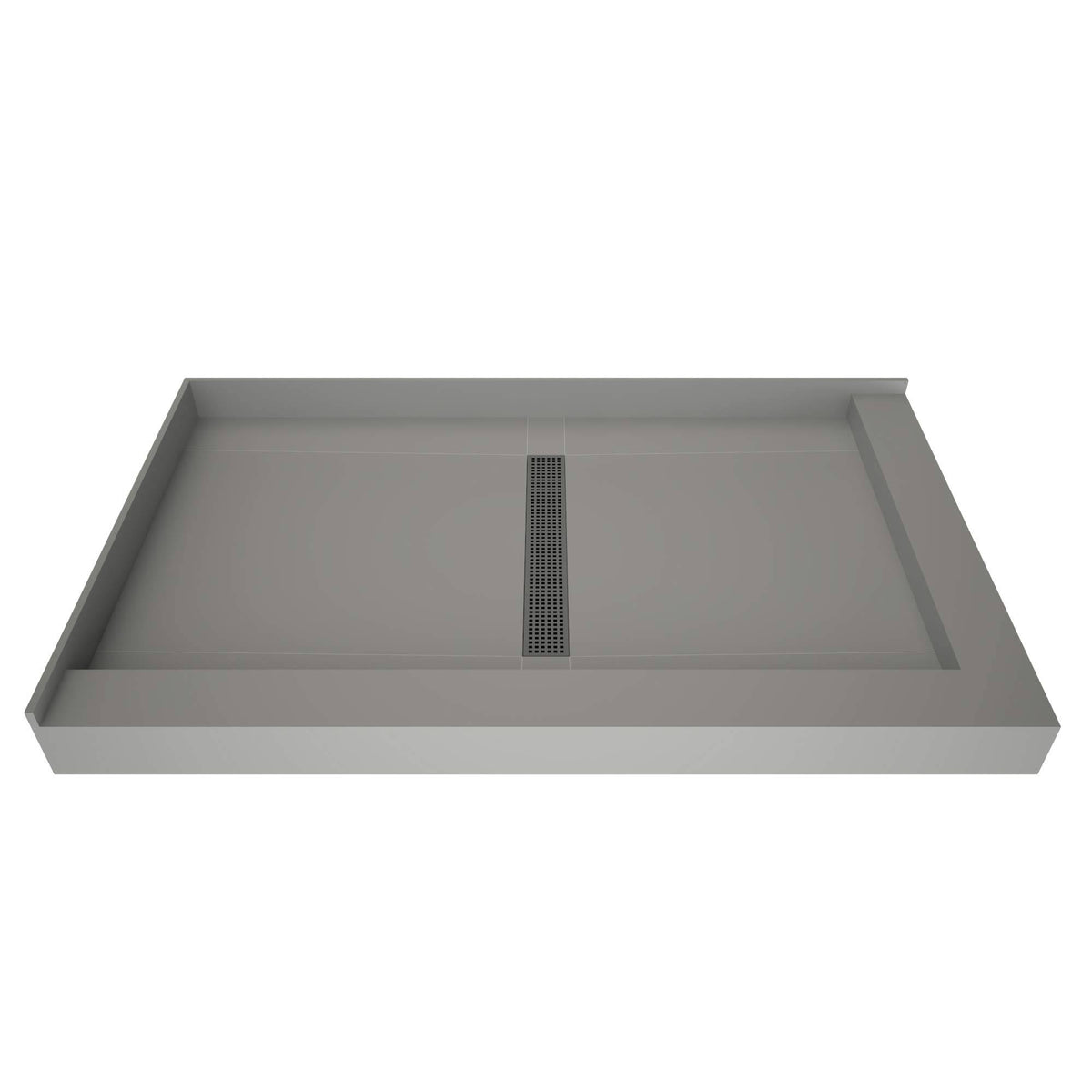 Black Double Threshold Shower Base with Center Trench Drain and Grate Q6799