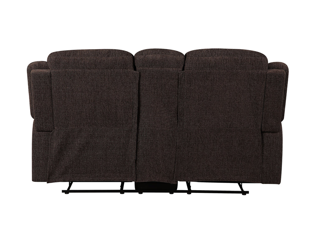 Brown Chenille Loveseat with Console C462361