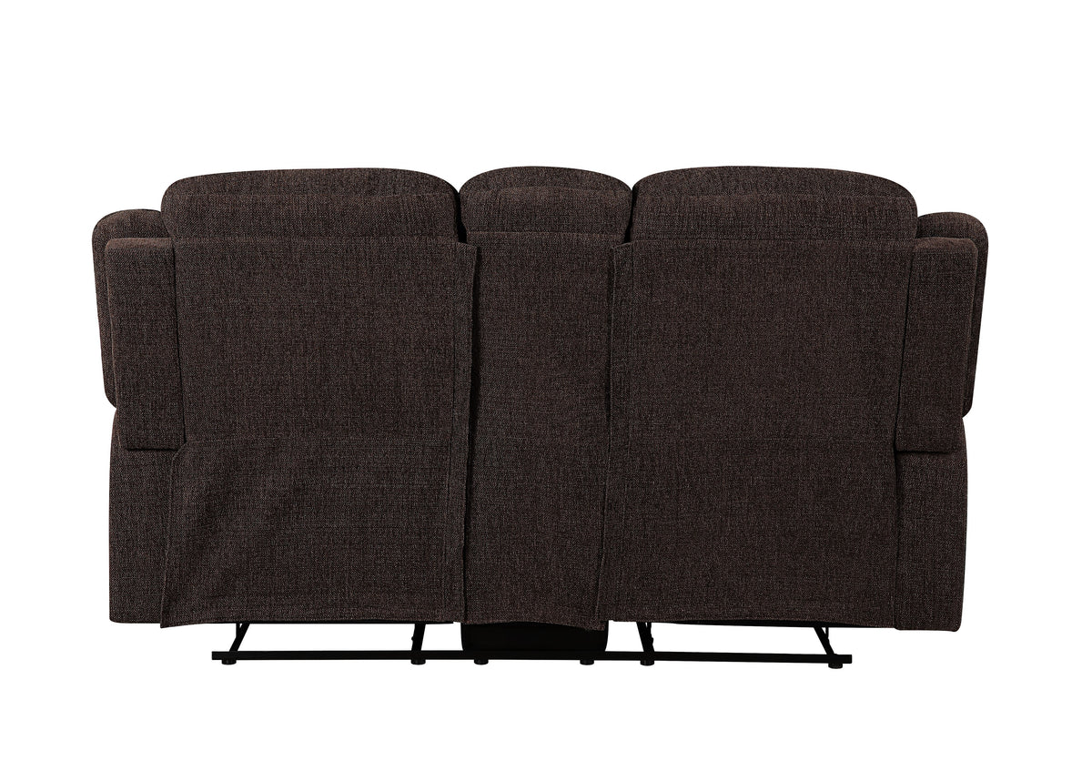 Brown Chenille Loveseat with Console C462361