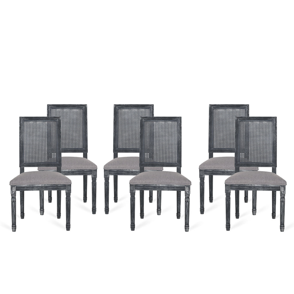 Gray Fabric Dining Chair Set of 6 Q906