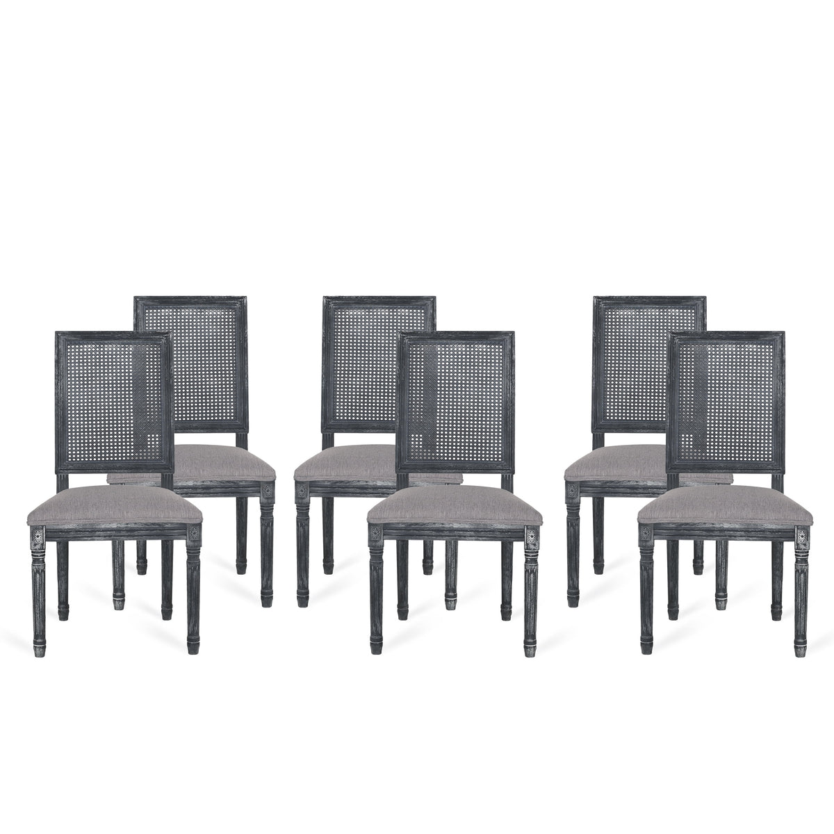 Gray Fabric Dining Chair Set of 6 Q906