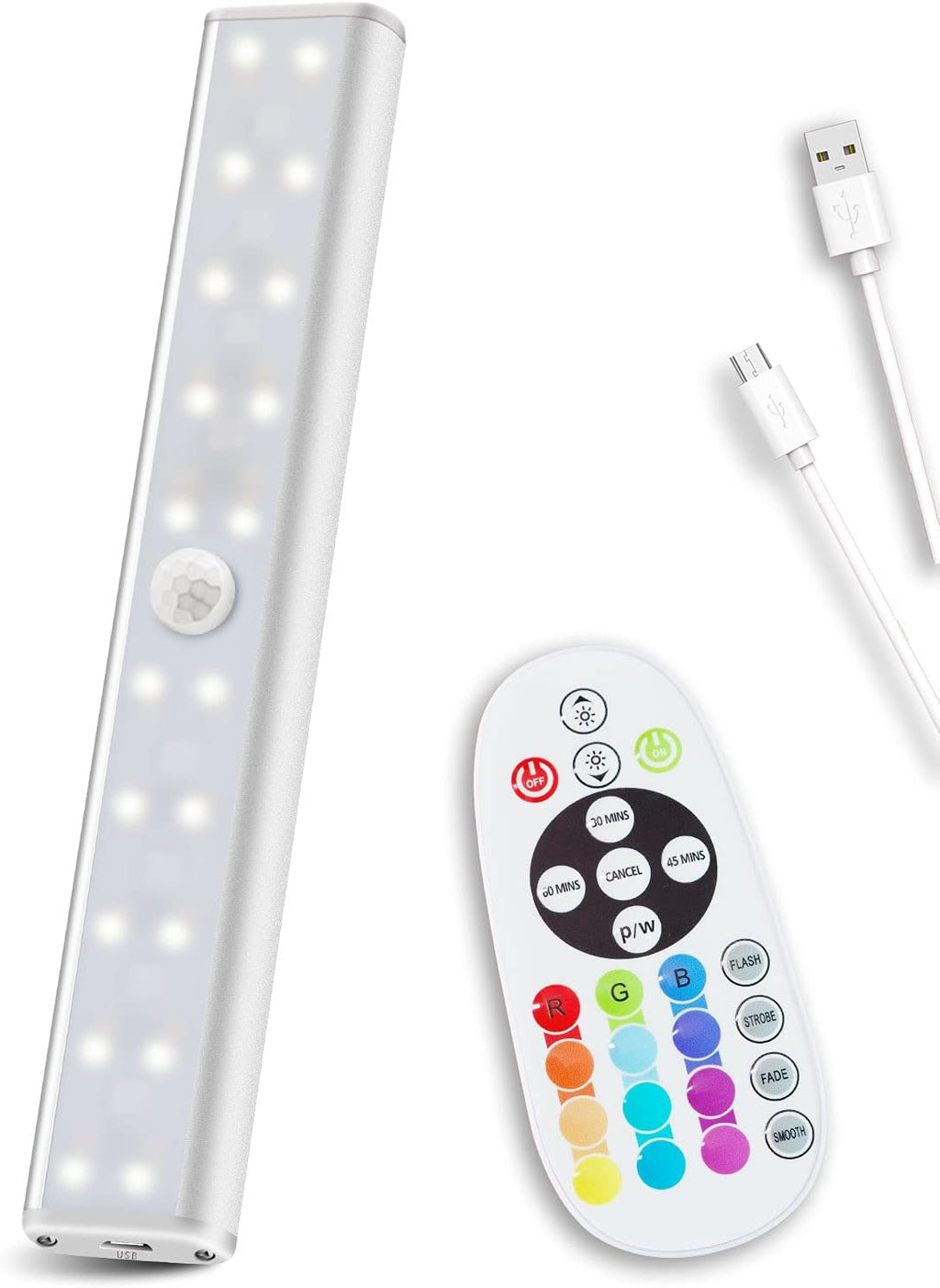 Rechargeable 48-LED Remote Lights, RGB Bar, 6 Pack Q931
