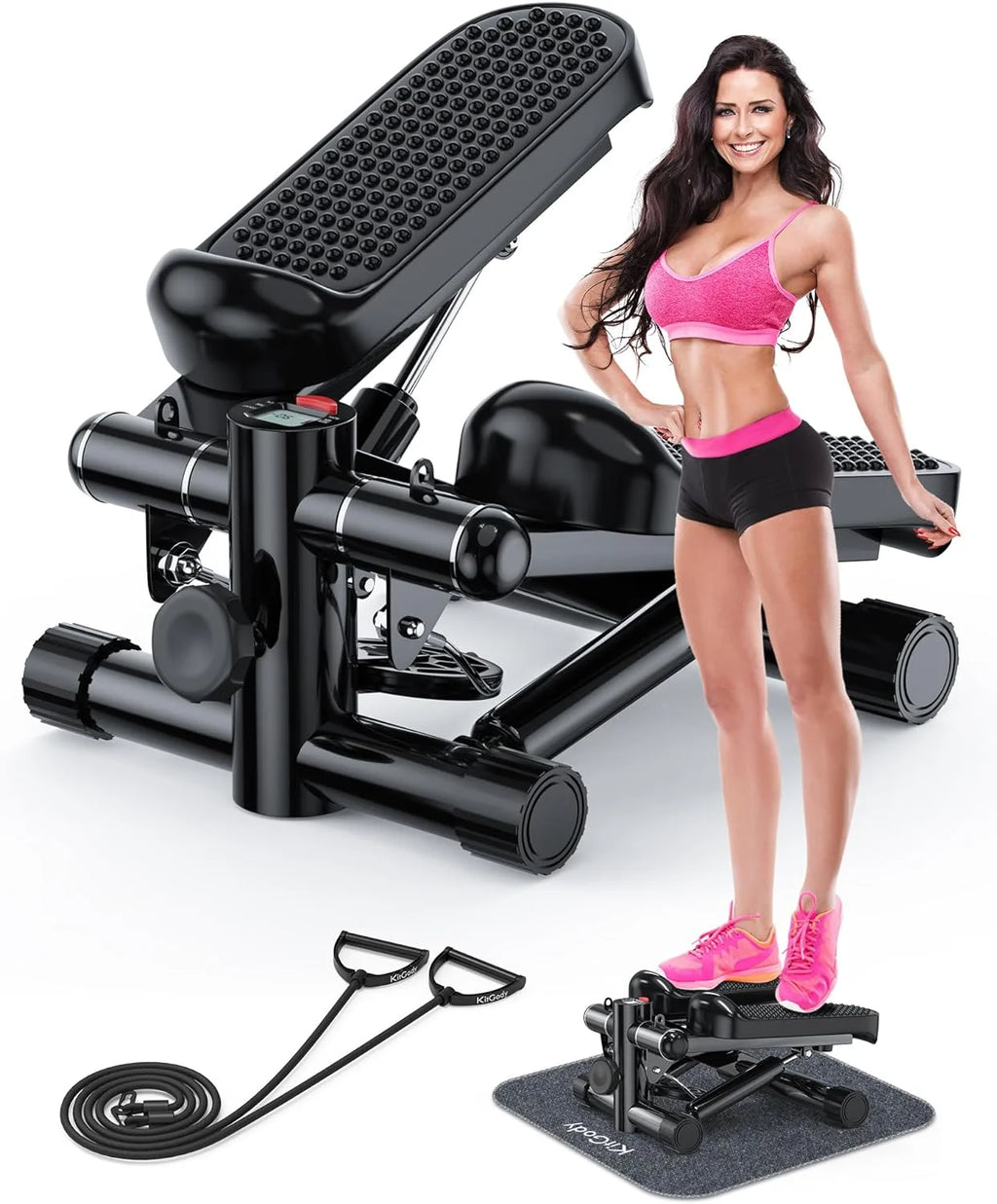 Stair Stepper with Resistance Bands and Digital Monitor N18802
