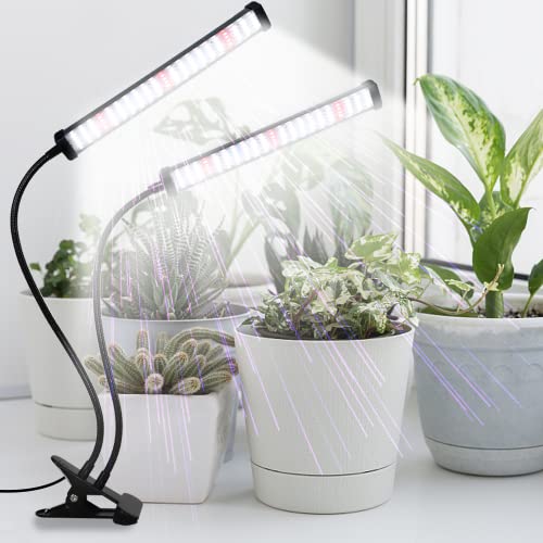 6000K Full Spectrum Clip Plant Growing Lamp with White Red LEDs, 5-Level Dimmable, Auto On Off Timing 4 8 12Hrs Z854552