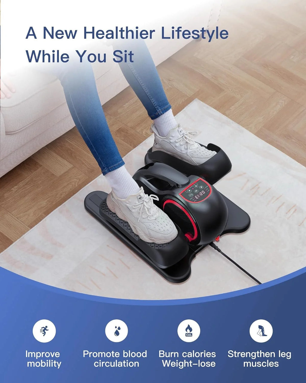 Under Desk Elliptical with Remote Control & Non-Slip Pedals J510880