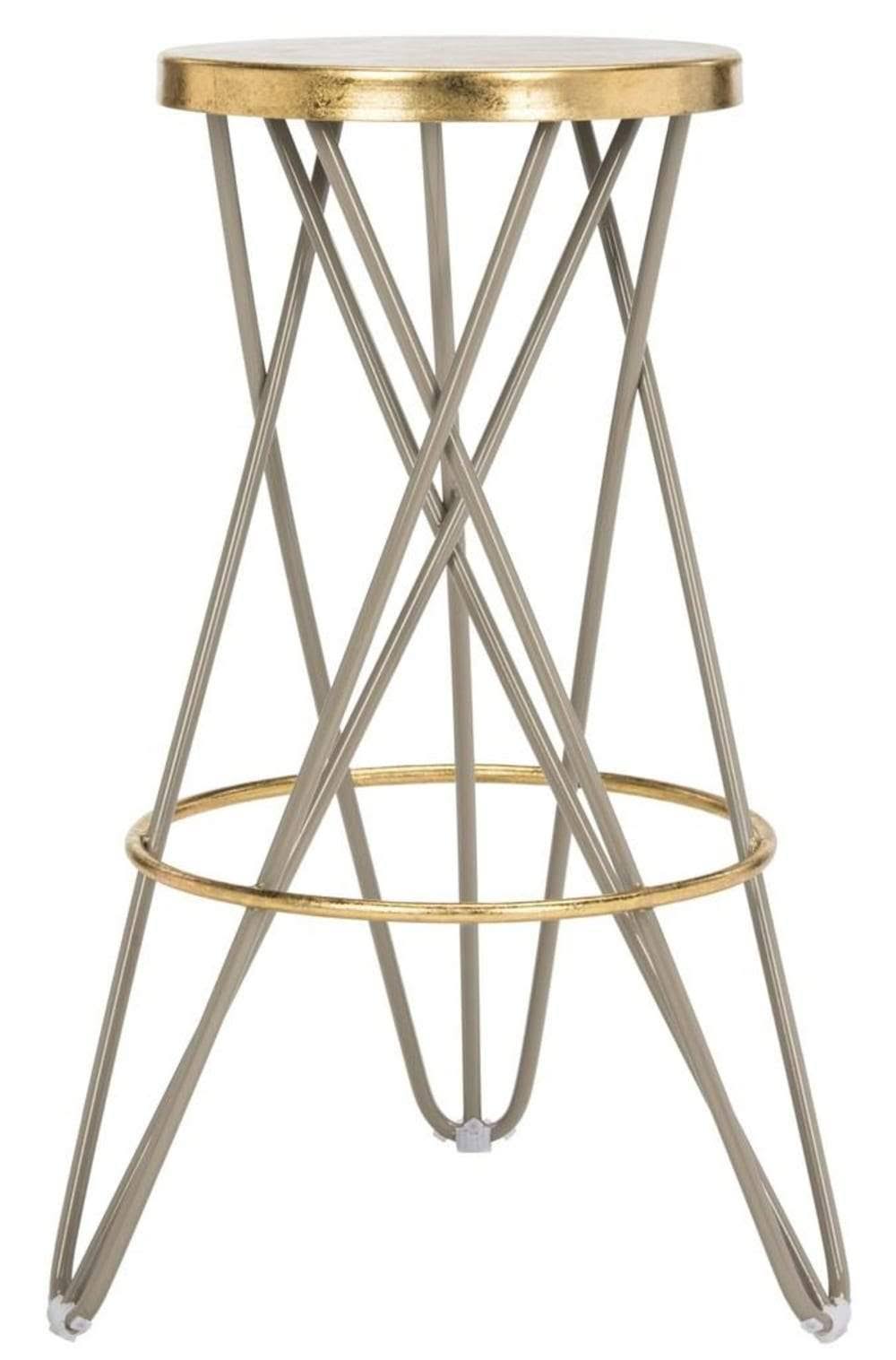 White Gold Leaf Bar Stool Y302