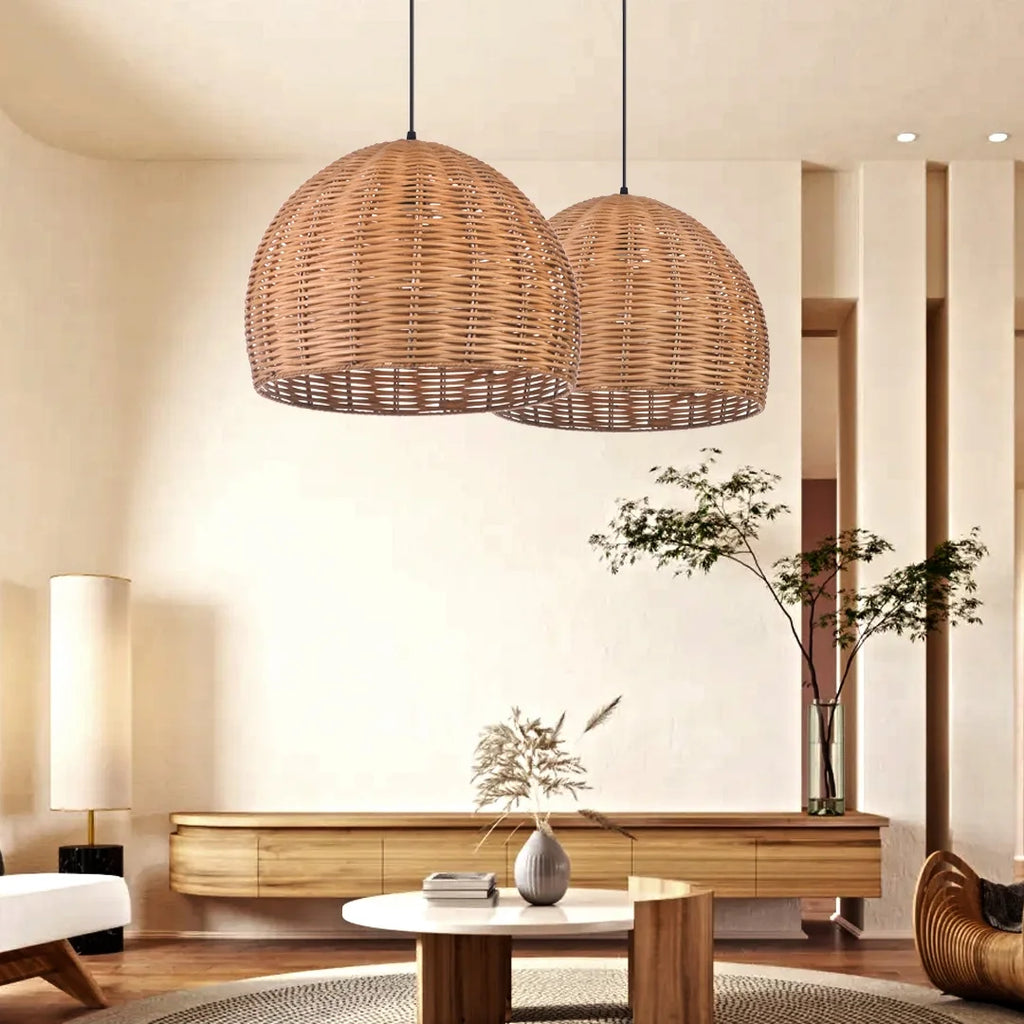 Boho Round Bamboo Pendant Light R412
