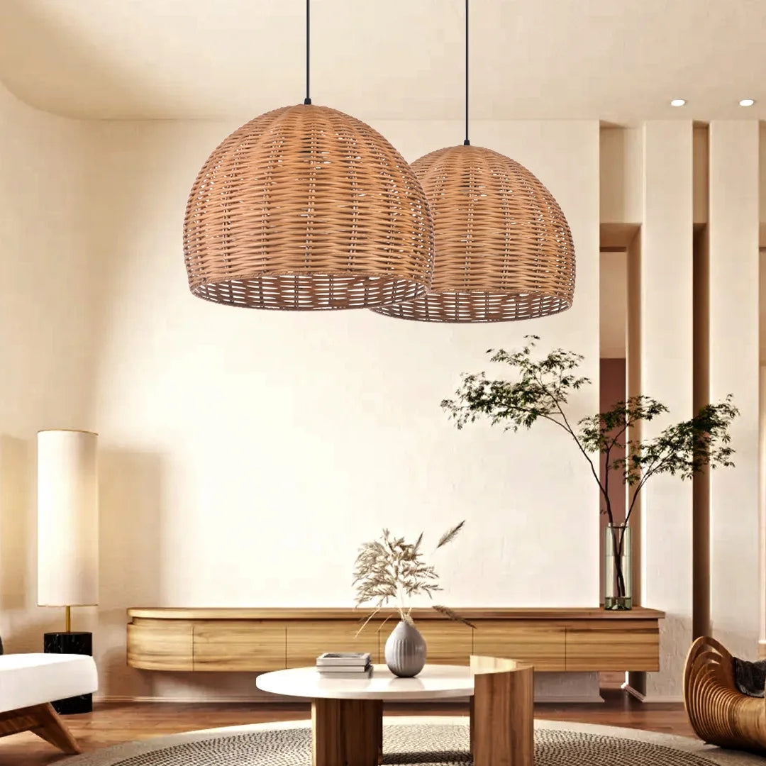 Boho Round Bamboo Pendant Light R412
