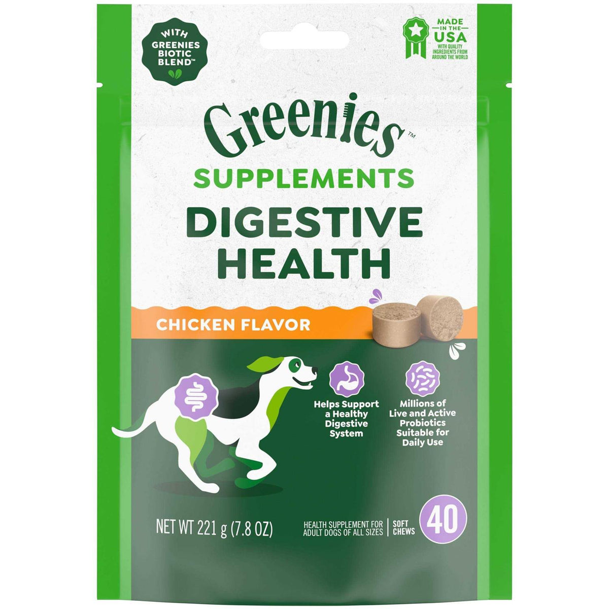 Probiotics Digestive Health Supplements for Dogs Chicken Flavor A829506