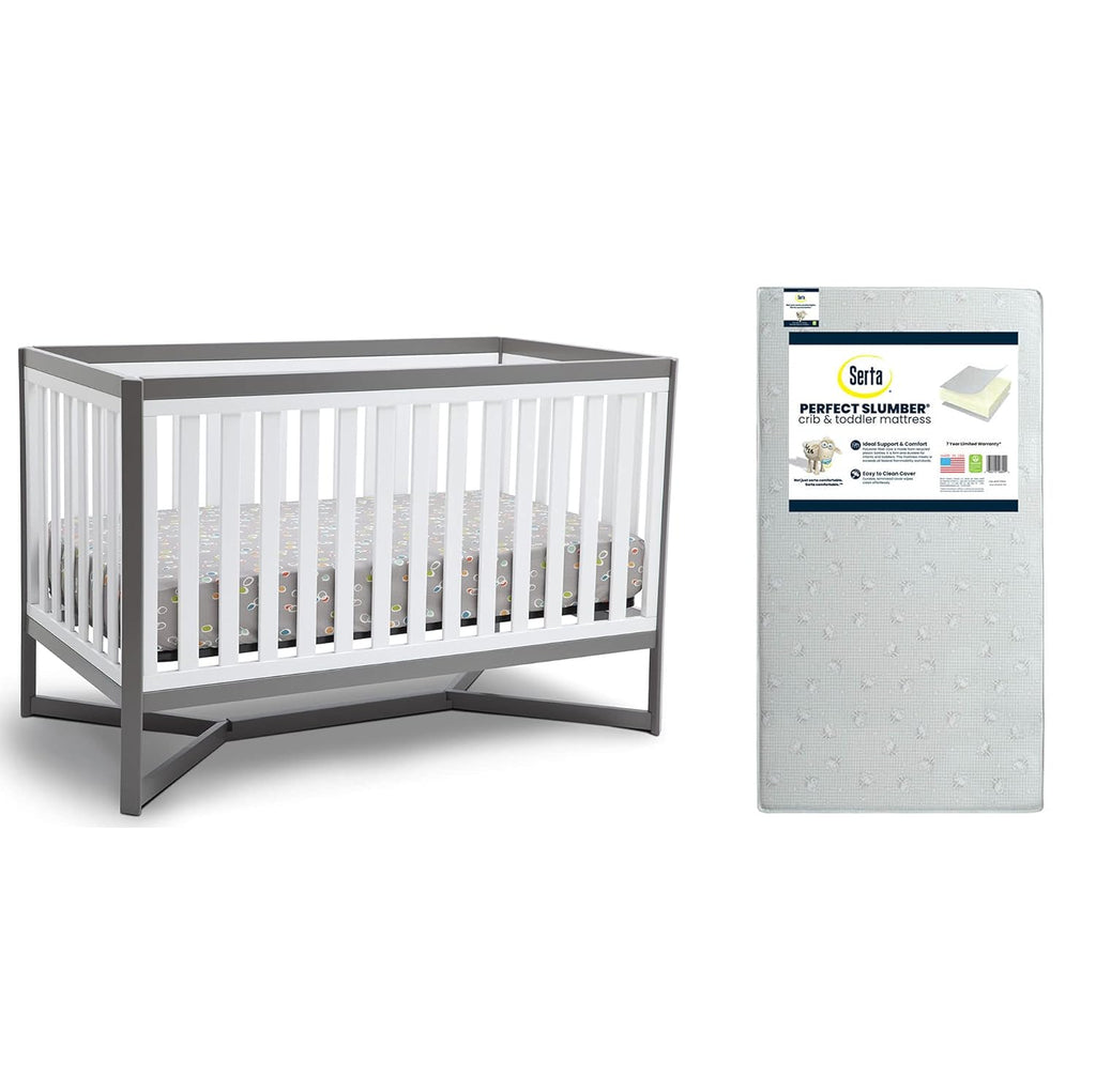 4-in-1 Convertible Crib and Dual Sided Crib & Toddler Mattress F64955