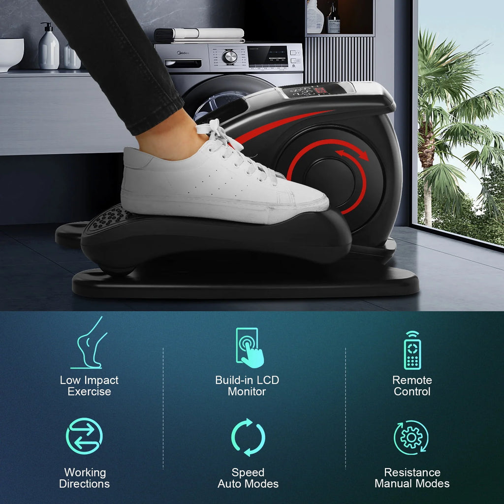 Black Red Under Desk Elliptical Machine D21005