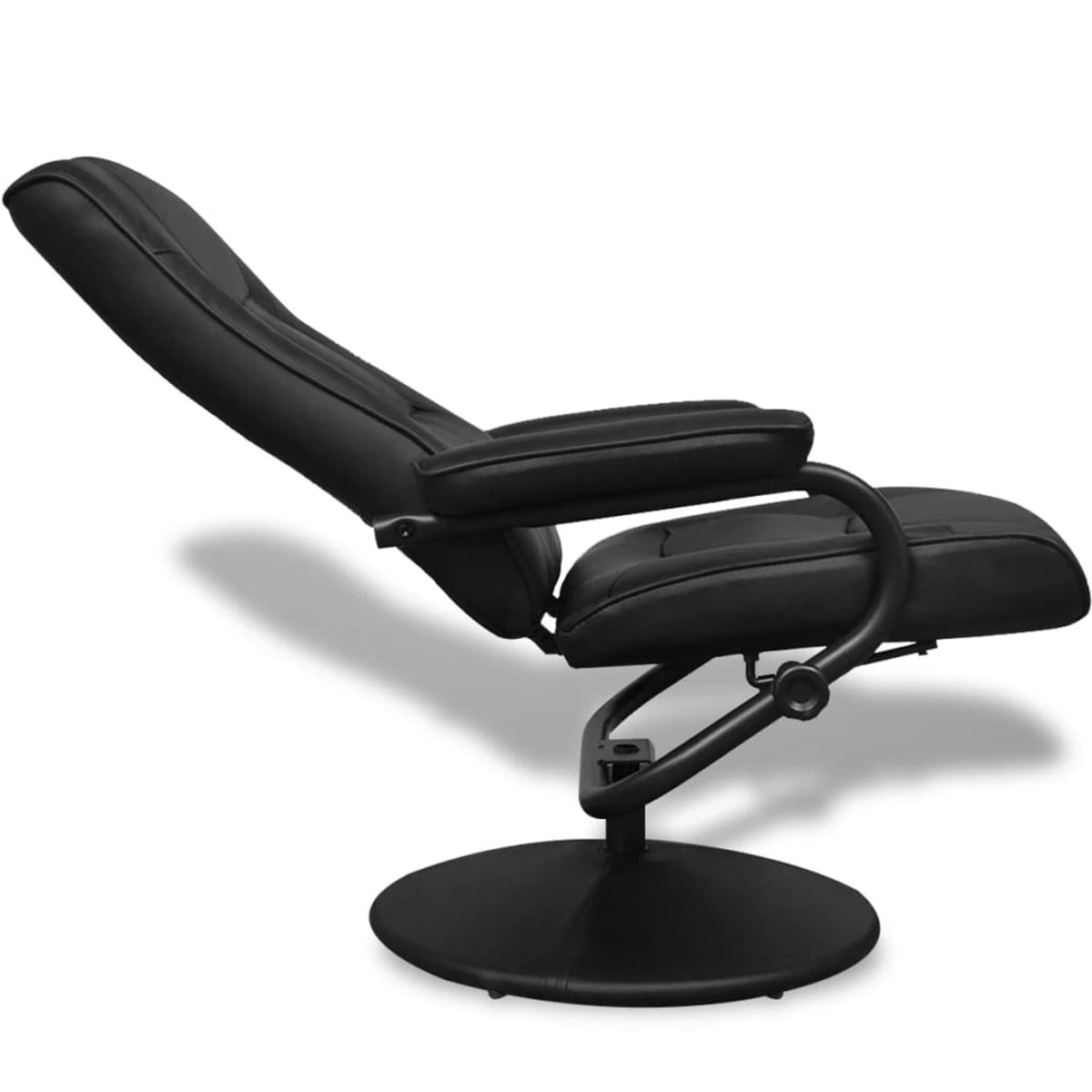 Black Faux Leather Adjustable Recliner Chair with Footstool O6368