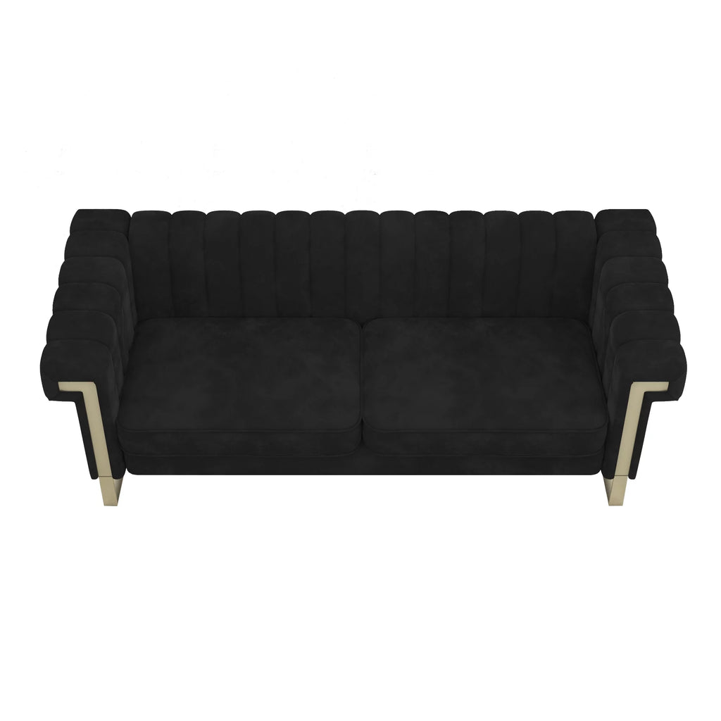 Blue Velvet Chesterfield Sofa with Gold Legs S288447