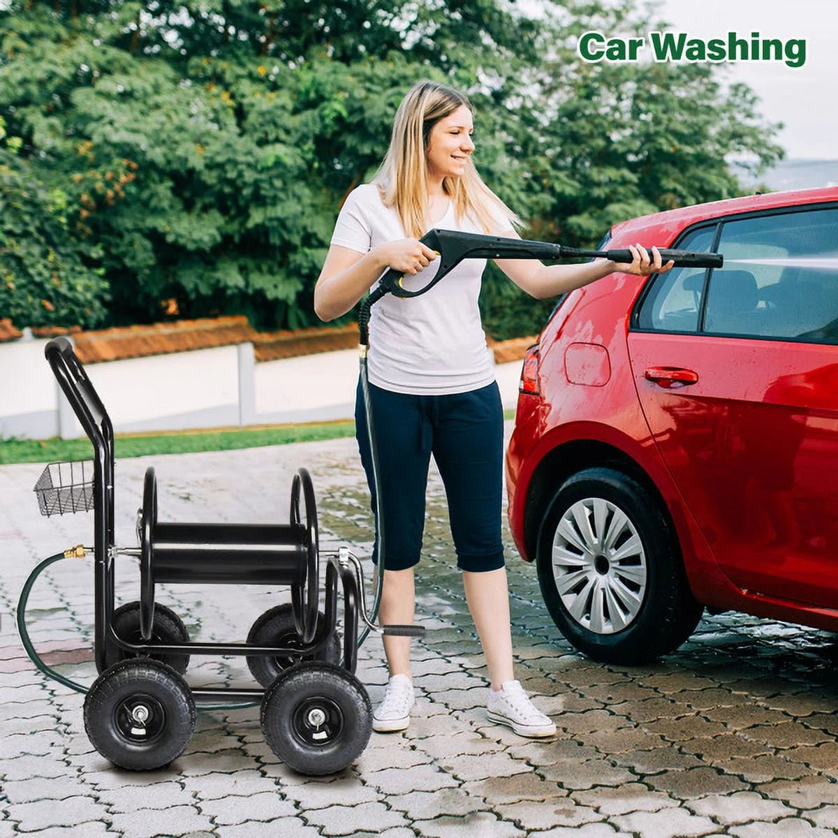 Heavy Duty Garden Hose Reel Cart with 4 Wheels G70005