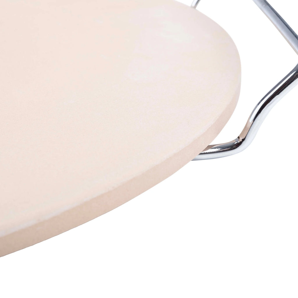 15-inch Pizza Stone with Pizza Cutter and Serving Rack O8708