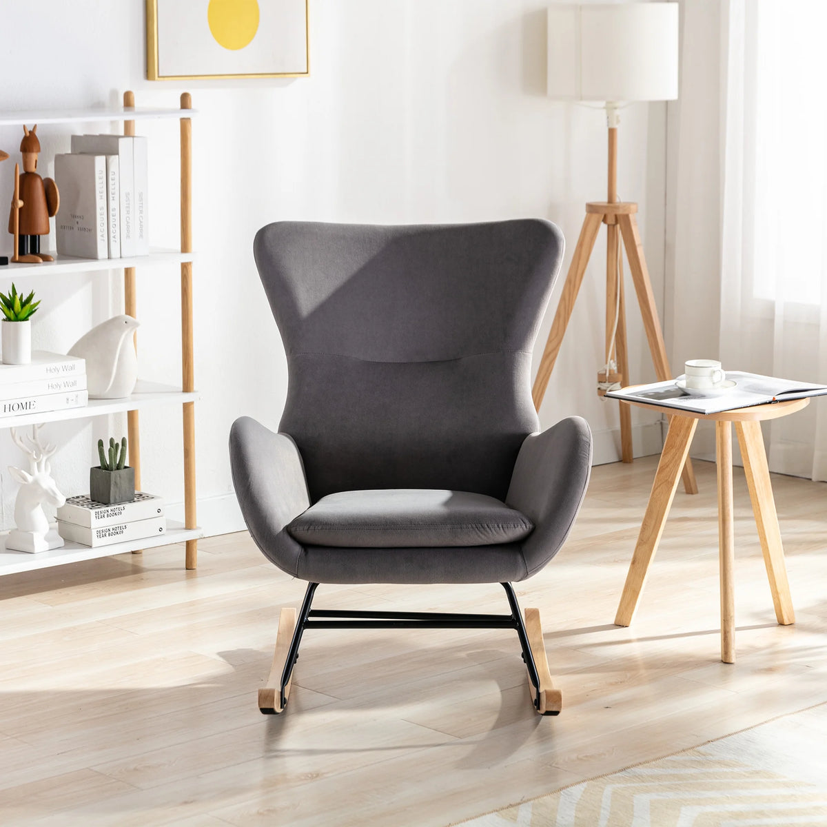 Velvet Recliner Chair with High Backrest and Armrests U50864