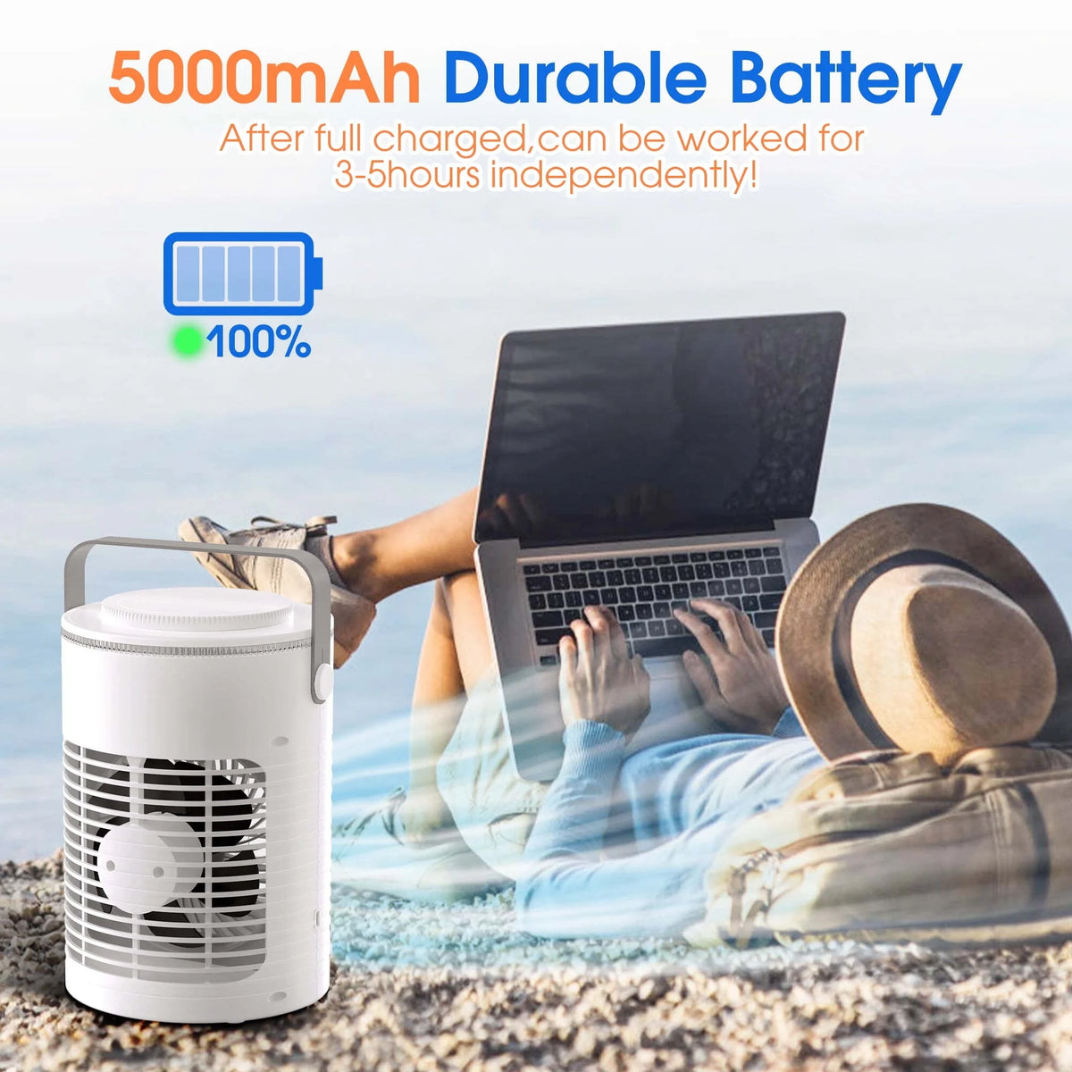 Portable Air Conditioner Fan, Evaporative Air Cooler, 1600ml Double Tank C26888