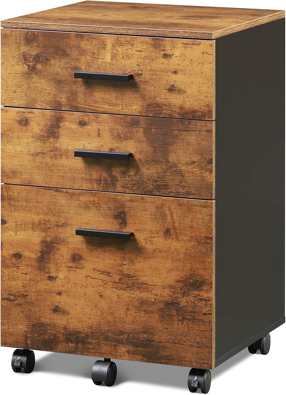 Black 3 Drawer Wood Mobile File Cabinet T933067