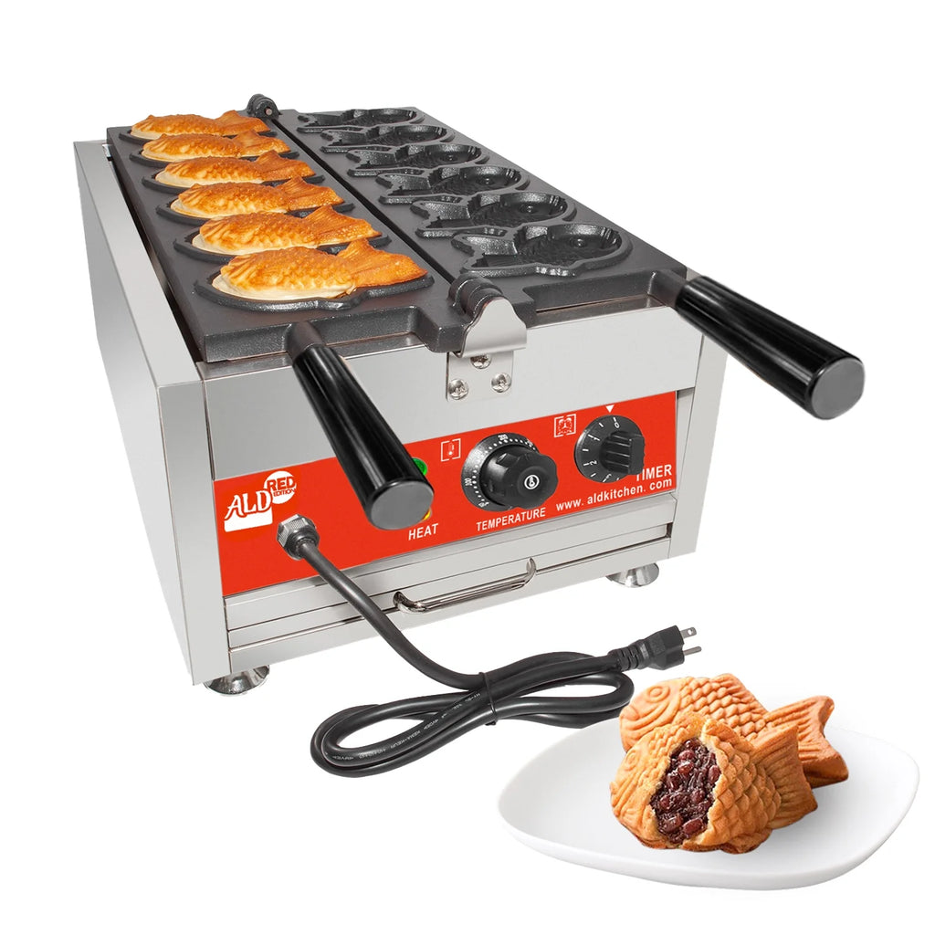 6 Fish Shaped Waffle Stainless Steel Taiyaki Maker A191852