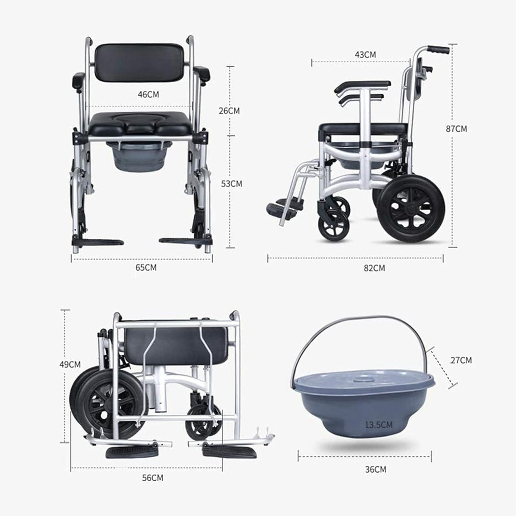 Aluminum Commode Shower Chair with Wheels E615