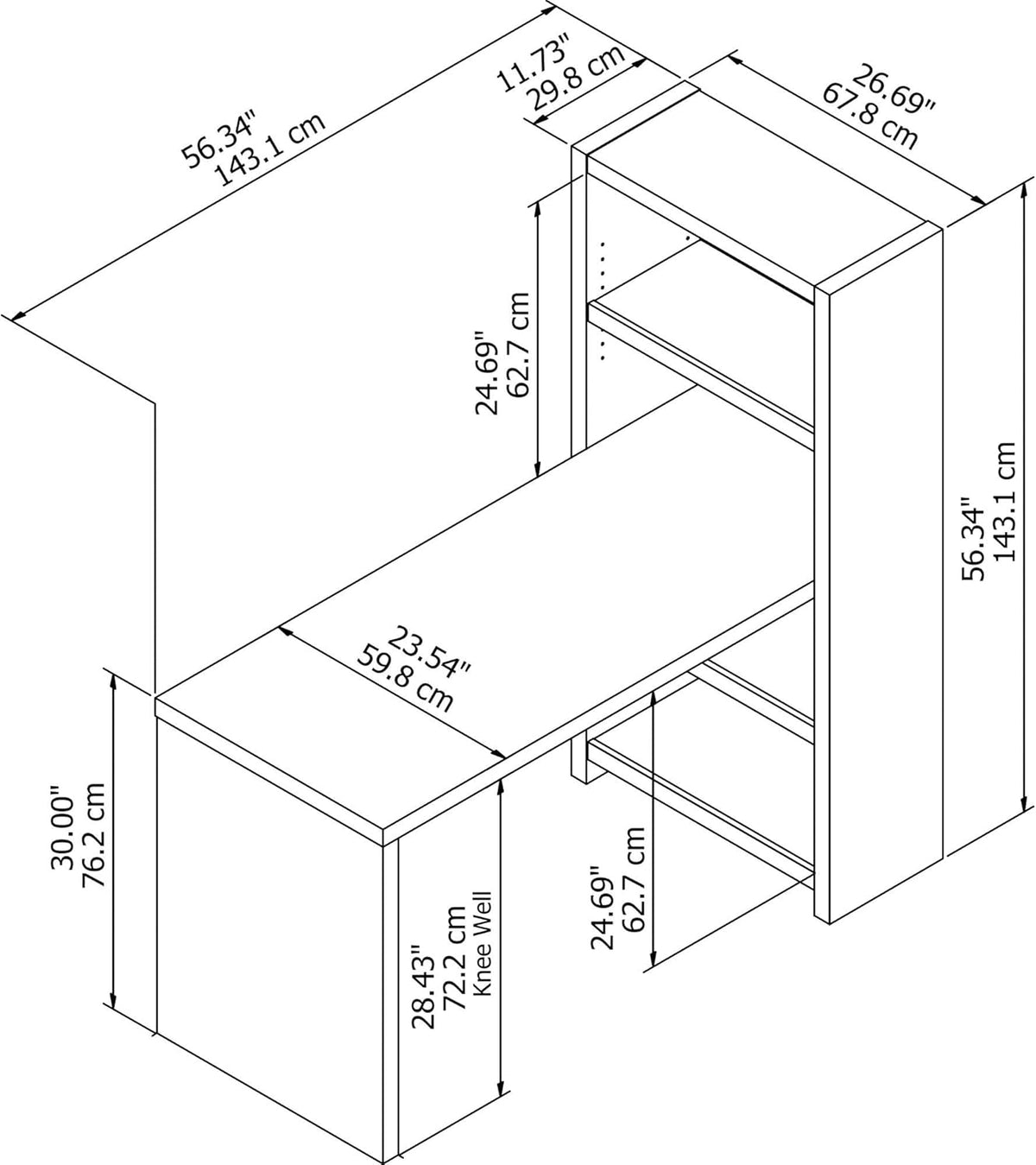 Pure White Bookcase Desk I518842