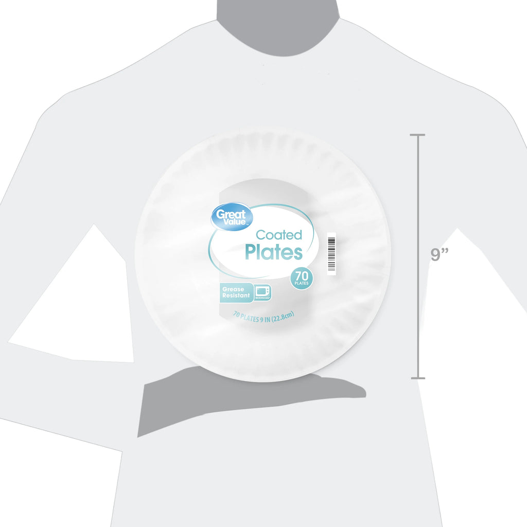 White 9 in 70 Count Disposable Paper Plates T961